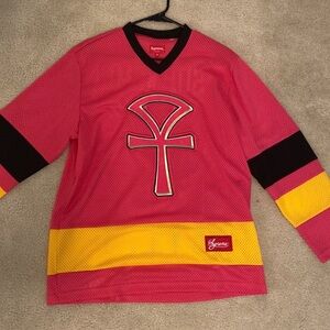 Supreme SS18 Ankh Hockey Jersey pink and yellow